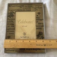 Wedding Photo Frame 4×6 Brushed Brass Engraved Love Quote Hearts Decor Gift NIB