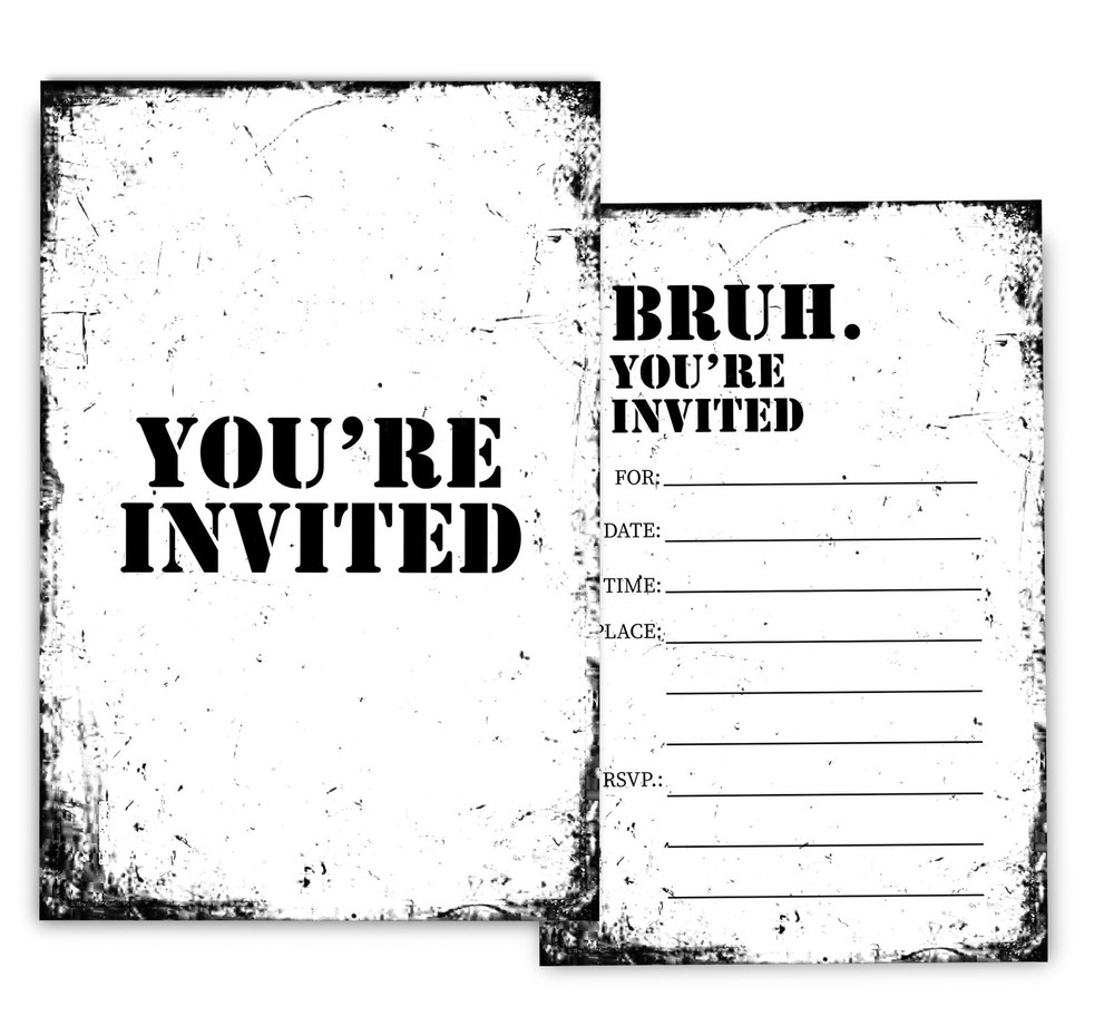 Brothers Birthday Invitations for Boys, Simple Black and White Birthday Party…