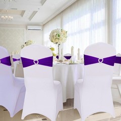 Pack of 30 Spandex Chair Sashes Bows Stretch Chair Cover Band with Buckle Sli…