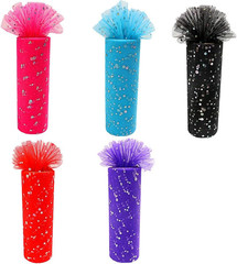Laser Sequin Glitter Tulle Rolls 6 Inch X 10 Yards (30 Feet) Black Tulle Rolls F