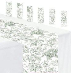 Sage 14 x 108 Plastic Flower Table Runner for 6 PCS Green Floral Table Runner