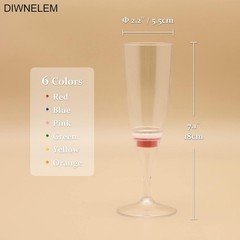 DIWNELEM Plastic 150ml Wine Champagne Flute 6 Count (Pack of 1), 6 Mixed