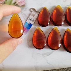 12Pcs Amber 46mm Crystal Smooth Drop Pendant Prism Chandelier Lamp Lighting Part