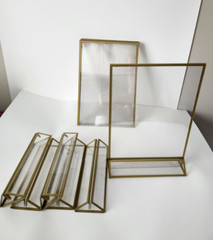 Acrylic Wedding Table Numbers Picture Frames, Clear Sign Holders Gold Trim