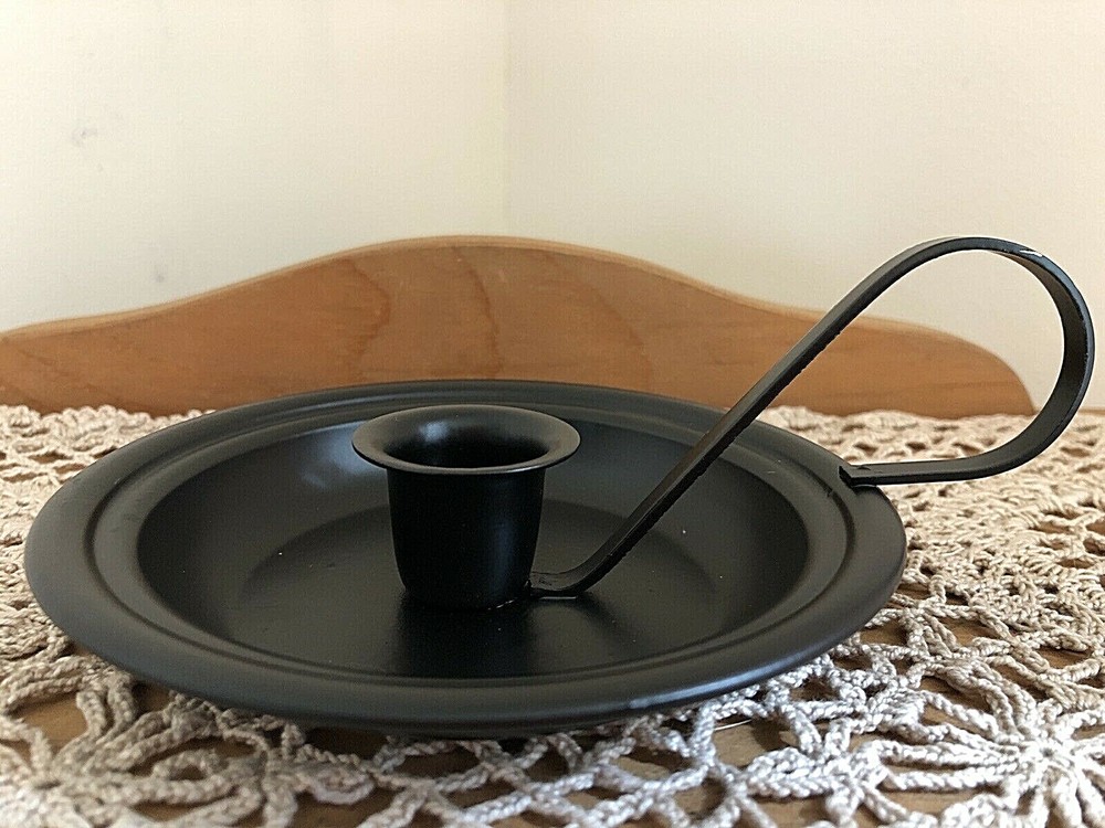 Rustic County Primitive Black Metal Taper Candle Holder