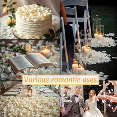 300 PCS Real White Rose Petals for Wedding, 2.82oz Fresh Rose Petals for Flower