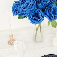 ROYAL BLUE 2 Bushes 17″ Premium Silk Roses Artificial FLOWERS Bouquets Party