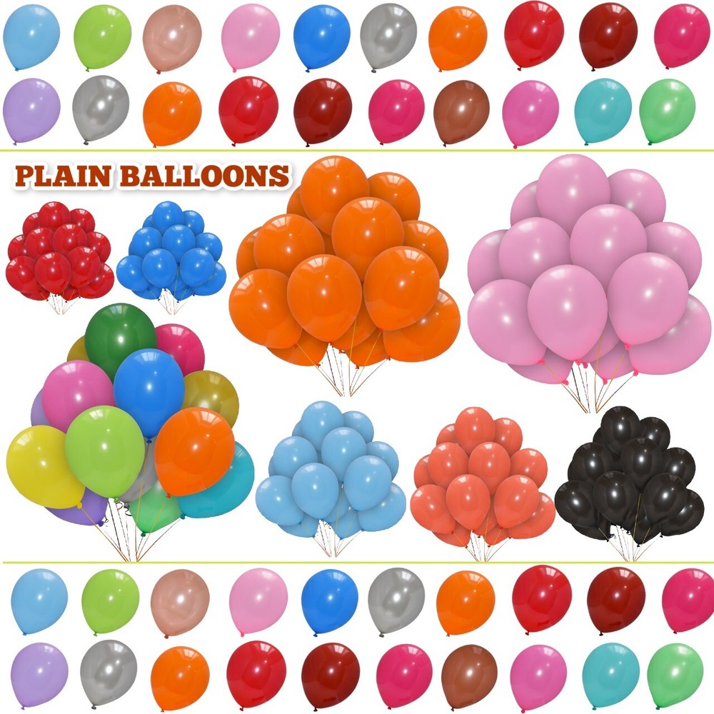 100 PLAIN Balloons 10 Inch Assorted Colours Air/Helium Birthday Wedding Party UK