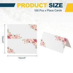 100pcs Place Cards, Printable Place Name Cards, Double Flower Pattern