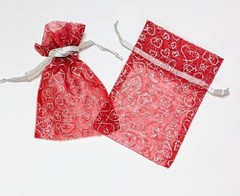 50pcs Red Heart Organza Gift Bags 5″x7″ Drawstring Pouches Jewelry Favor Wedding