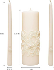 Hosley 11.5-Inch Wedding Unity Candle Set – Cream Pillar & 2 Taper Candles for C