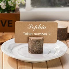 Wooden Table Holders 15Pcs with 30Pcs Kraft Place Cards Rustic Photo Card