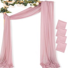 MLMC Dusty Rose Wedding Arch Draping Fabric 4 Panels 29″ x 20 FT Extra Long G…