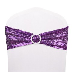 50Pcs Sequin Chair Sashes Spandex Glitter Chair Bows Bands Wedding Banquet Decor