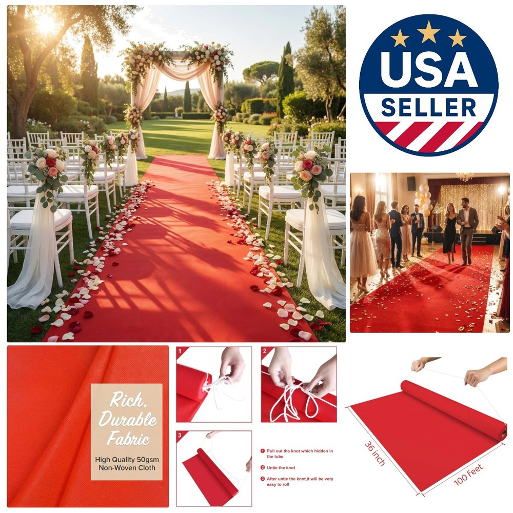 Versatile Red Aisle Runner 3×100 Feet – Perfect for Weddings & Halloween Glamor