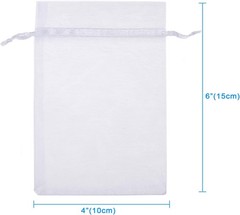 100PCS 4×6″ White Organza Bags with Drawstring, Gift & Jewelry Pouches Sheer