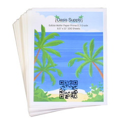Oasis Supply 100 Piece Edible Rectangle Wafer Paper Pack, 8″ by 100, White