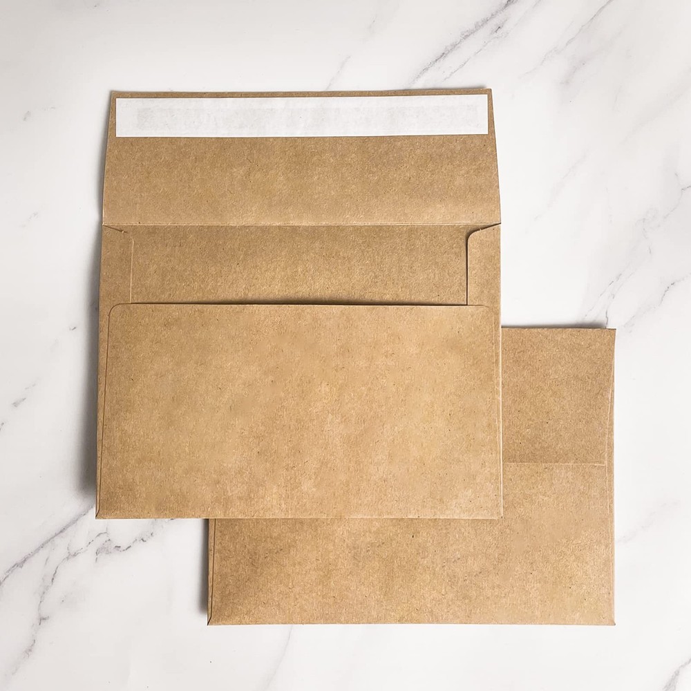 50 Pack 5×7 Envelopes for A7 50-Pack (5.25 x 7.25 inches), Brown kraft