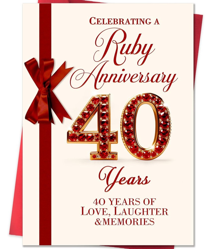 Beixian Happy 40th Anniversary Card for Women Men, 40 Year Wedding Anniversar…