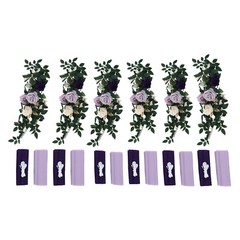 Bohemia Wedding Chair Decorations 6Pcs Purple Beige Green Floral Arrangement