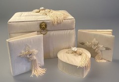Vtg 4- Piece Designer Wedding Keepsake Set w/Swarovski Crystal by Andre Van Pier