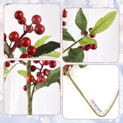 Artificial Berries, 2pcs Artificial Redberry with Stems 27.5″ Lifelike Fruits