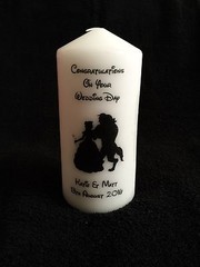 Personalised Wedding Unity Candle Set Disney Beauty & The Beast Gift Keepsake