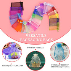 100PCS Sheer Organza Bags With Drawstring for Wedding Favor, Party, Favor Jewelr