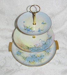 Custom Three Tier Tea Party Cake Stand Made With Vintage Hand Painted Plates