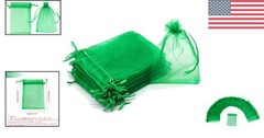 Large 8×12 Green Organza Drawstring Bags – Perfect for Weddings & Crafts