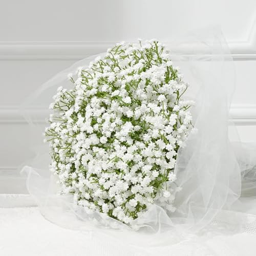Babys Breath Artificial Flowers Long Stem Baby Breath Flowers 5 Pcs White