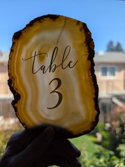 Agate Wedding Table Numbers Set Polished Finish Mixed Colors Centerpiece