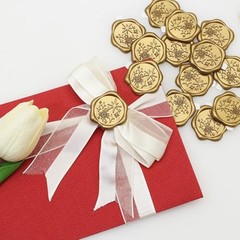 50 Star Wax Seal Stickers – Antique Gold Self Adhesive – 50 Stars