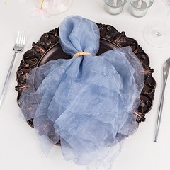 5 Dusty Blue Sheer Crinkled Organza Dinner 21″ x (Set of 5),