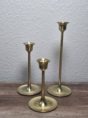 Vintage Brass Taper Candle Holder Set of 3 decor Holiday Taiwan Classic