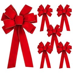Iceyyyy 6 PCS Large Christmas Bow – 30.7 x 10.6 Inch, 6pcs-red With Gold Egde