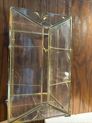 Vintage Gold Brass & Glass Wedding Card Box Terrarium w/ Heart Lock & Key House
