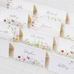 120 Pack Wildflower Table Place Cards Blank Seating Place Name Cards for Wedding