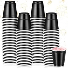 100 Pack 2 oz Plastic Shot Cups, Graduation Mini Disposable Shot Glasses Black