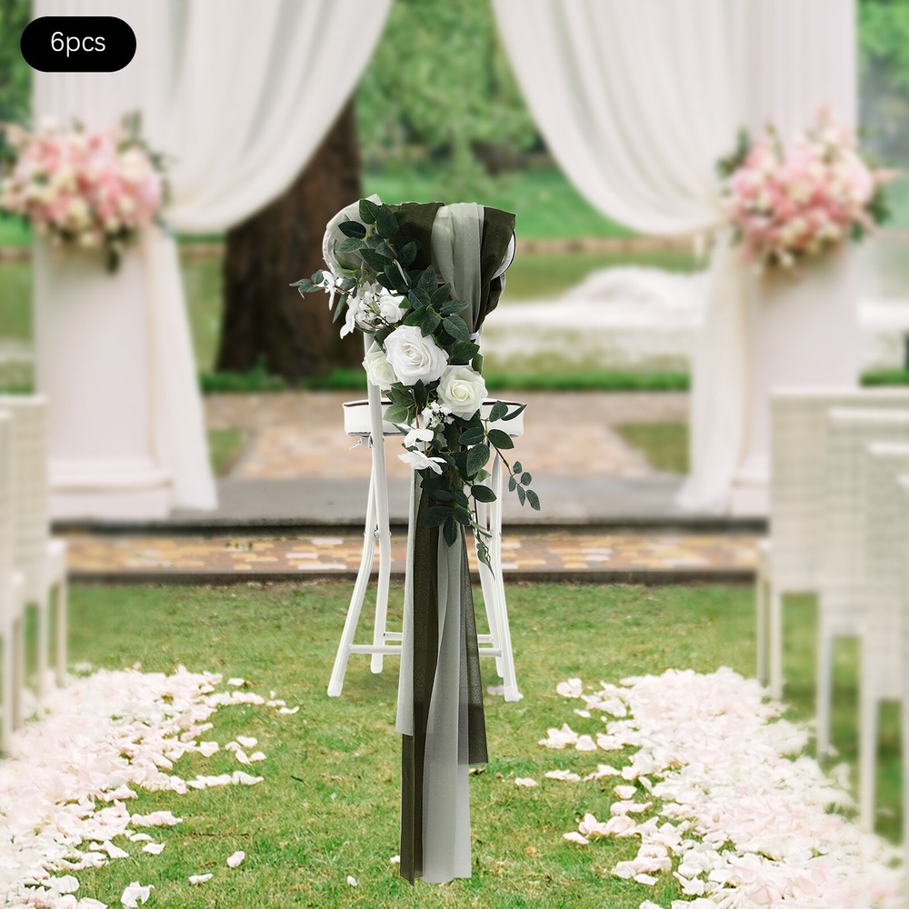 Wedding Chair Back Flowers Artificial Prevent Fading Wedding Chair Decorations