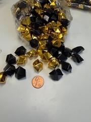 Decorative Acrylic Crystal Gems Colors Ice Rocks black and gold 1 lb