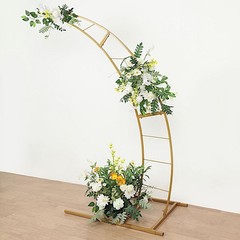 7 ft GOLD Half Crescent Moon Floral Display Frame Arch BACKDROP STAND Party