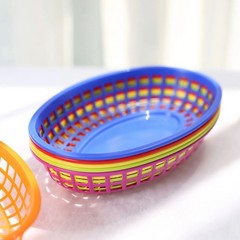 6 Assorted Oval Plastic Food Baskets 50 Wax Paper Liners Party Events Supplies