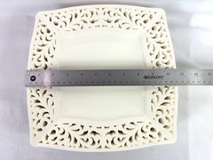 41 Silver Spoon Pierced Edge Plastic Plates Lace Romantic Wedding 10.75” *defect