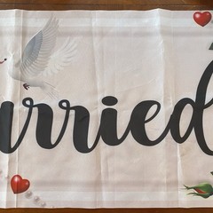 Just Married Banner Outdoor Indoor Wedding Decoration 9’10» x 20″ Fence Table
