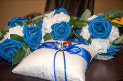 7.8″ Satin Double Hearts Decoration Wedding Ring Bearer Pillow (Blue)