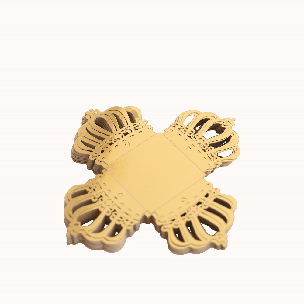 Gold 50 Metallic 4″ Crown Mini Square Paper Cupcake Dessert Liners Party Events