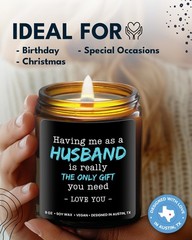Wife Candle, Unique Funny Gift from Husband, Thoughtful 9 ounce, Black