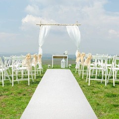 White Wedding Aisle Runner – Professional-Grade Nylon, Includes Tape Double-S…