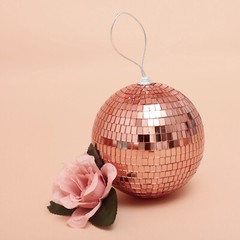 4 Rose Gold 6″ wide Glass Mirror Disco Balls Ornaments Party Wedding Decorations